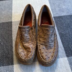 Twisted X Men's Brown Leather Loafers Ostrich Skin